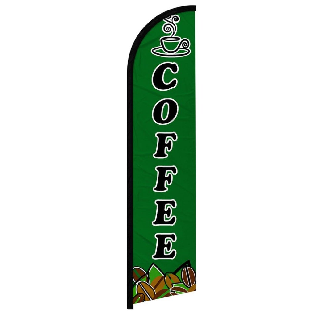 Coffee Shop 3 ft X 11 1/2 ft Windless Swooper Flag (Flag Only Coffee Shop 3 ft X 11 1/2 ft Windless Swooper Flag (Flag Only