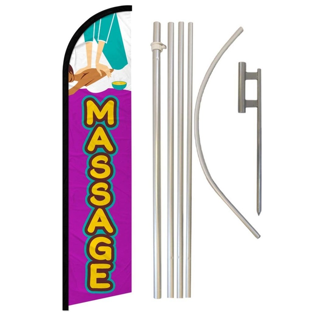 FeatherFlagNation 15ft Feather Banner Swooper Flag Kit – With Pole & Spike – Model 5124