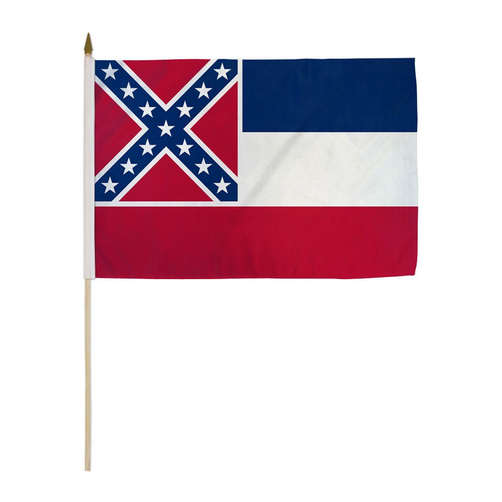 Mississippi (1894) 12x18in Stick Flag - Flags Importer