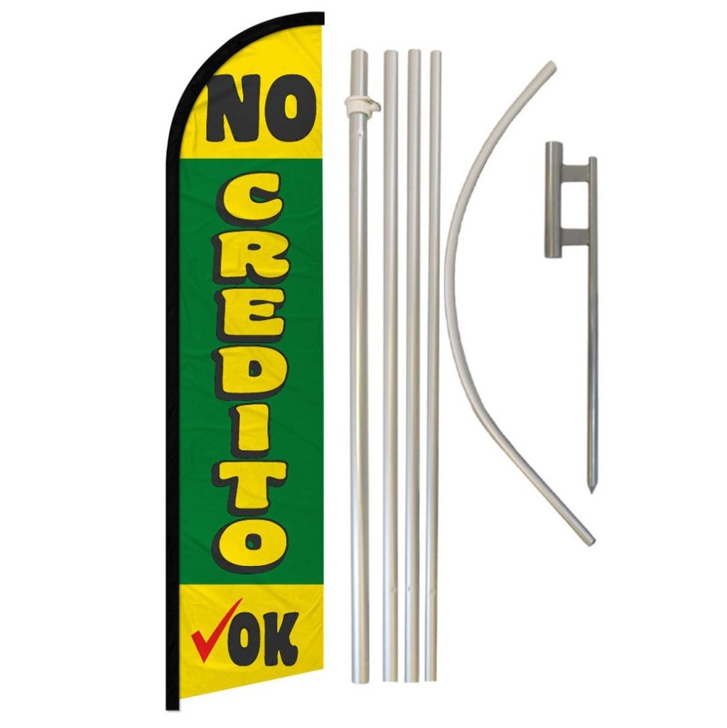 No Credit OK Wind-Free Feather Flag - 3 Day Flags No Credit OK Wind-Free Feather Flag - 3 Day Flags