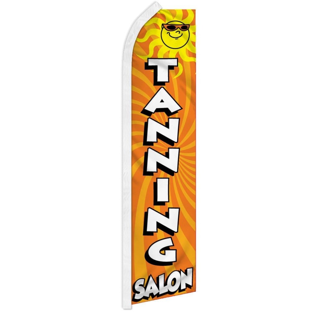 thumbnail interactive-video image 1 of FeatherFlagNation 15' Tanning Salon Swooper Feather Banner Kit – With Pole & Ground Spike 1 of 4