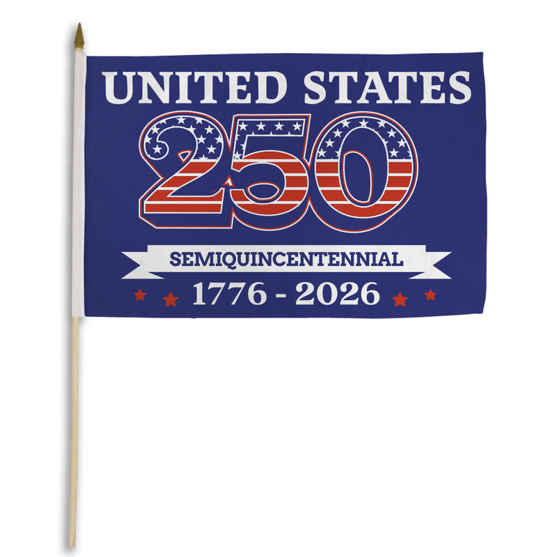 USA 250 12x18in Stick Flag