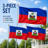Haiti Heritage Flag Bundle (3-Piece Set) - (1) 3x5ft & (2) 2x3ft Polyester Flags - Vibrant Colors & Durable Grommets - Perfect for Parades, Home Decor & Events