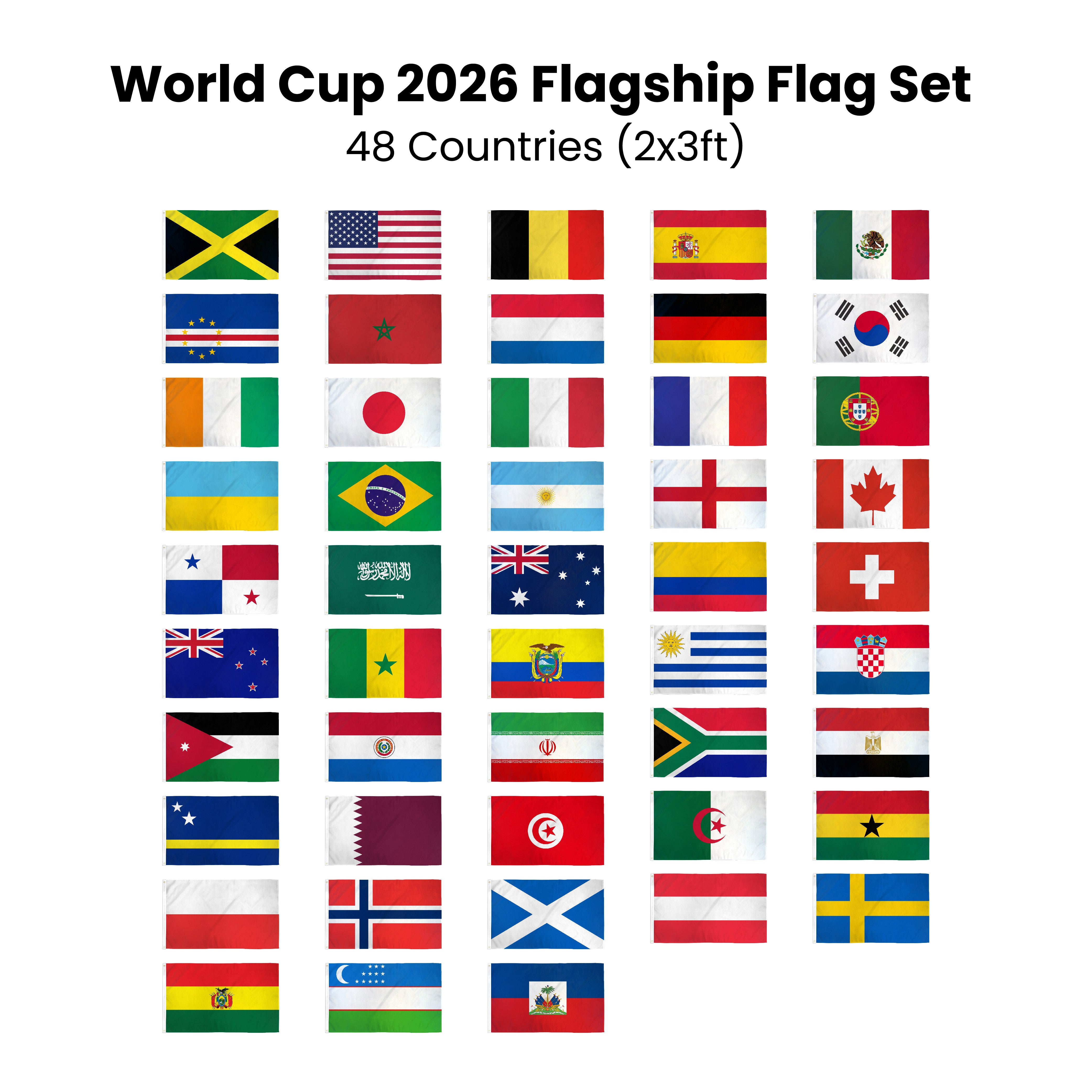 World Cup 2026 Flagship Flag Set – 48 Countries (2x3ft)