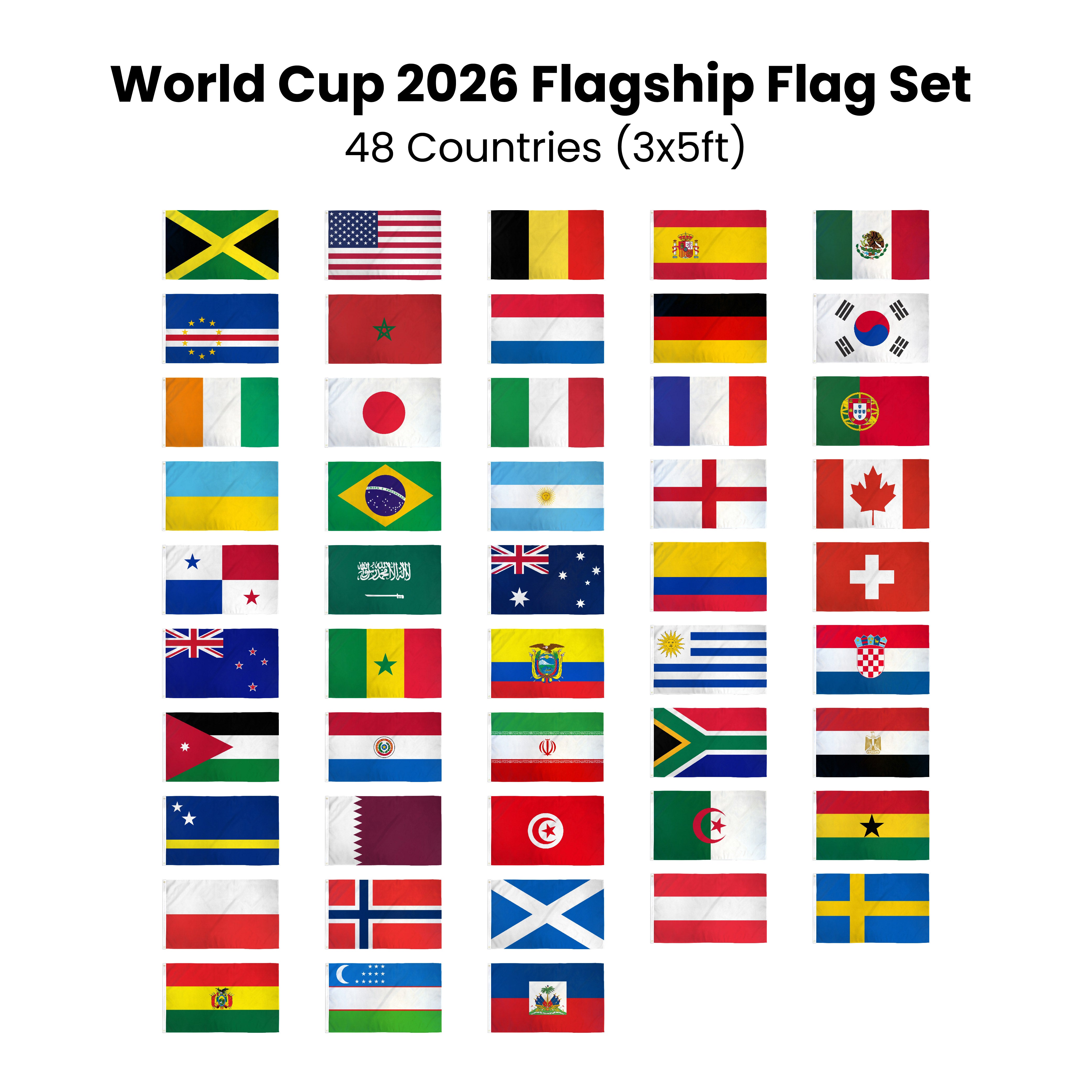 World Cup 2026 Flagship Flag Set – 48 Countries (3x5ft)