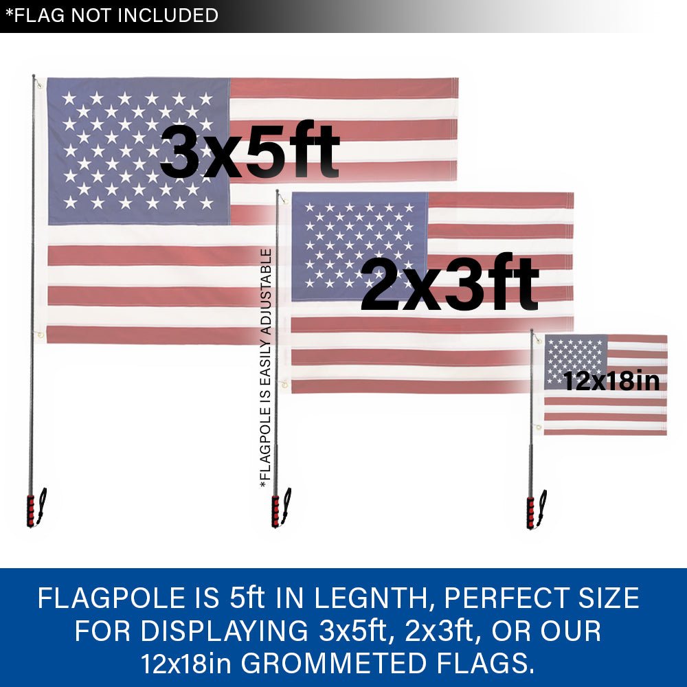 5ft Hand - Held Collapsible Flag Pole (Red) - Flags Importer