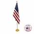 8ft Silver Indoor Pole with Ball Top and American Made USA Flag Kit