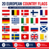 (2x3ft) Set of 20 European Flags