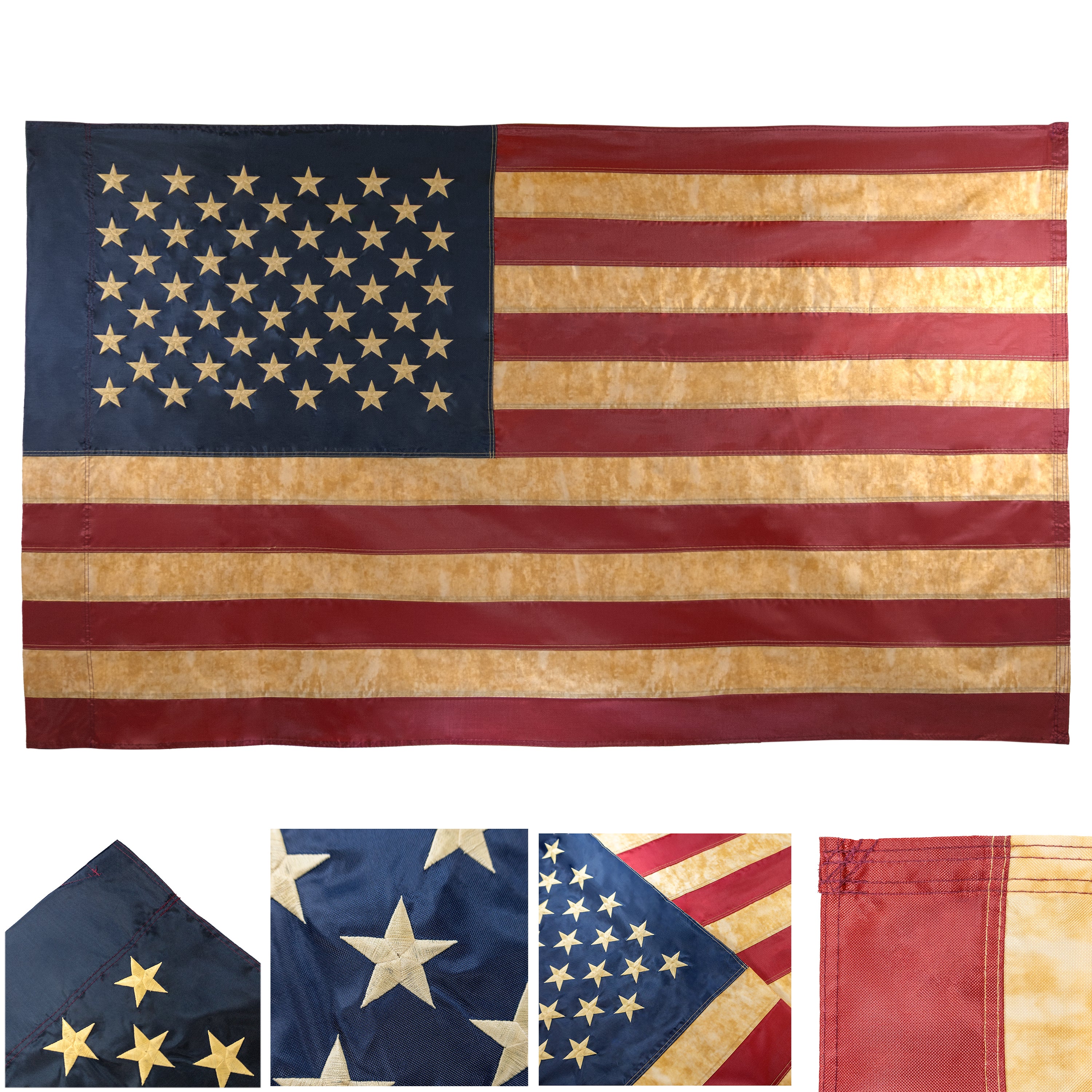 USA Vintage Embroidered Home Banner Oxford Poly 3x5ft