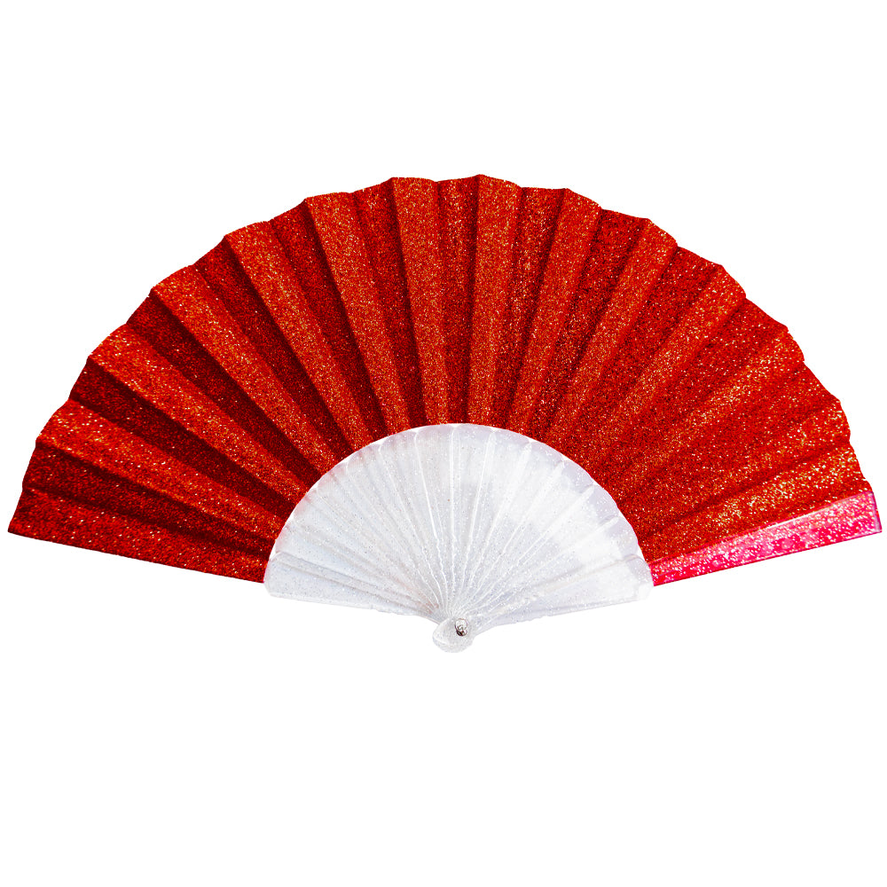 Glitter Red Small Hand Fan (Clear Handle) – Real Glitter Festival Fan ...