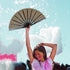 Transparent Glitter Black X-Large Hand Fan
