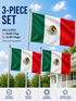 Mexico Flag Bundle (3-Piece Set) - (1) 3x5ft & (2) 2x3ft Polyester Flags - Vibrant Colors & Durable Grommets - Perfect for Parades, Home Decor & Events