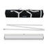A silver aluminum pole kit shown disassembled with its black carrying case on a plain white background.