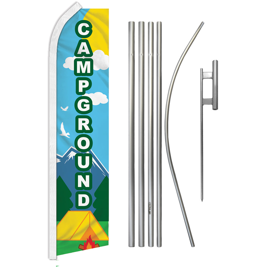 Campground (Blue) Super Flag & Pole Kit