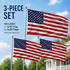 USA Flag Bundle (3-Piece Set) - (1) 3x5ft & (2) 2x3ft Polyester Flags - Vibrant Colors & Durable Grommets - Perfect for Parades, Home Decor & Events