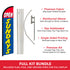 Open Sundays (Red & Blue) Windless Banner Flag & Pole Kit