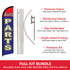 Auto Parts (Red & Blue) Windless Banner Flag & Pole Kit