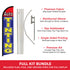Auto Tinting (Red & Blue) Windless Banner Flag & Pole Kit