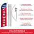 100% Hand Car Wash Windless Banner Flag & Pole Kit