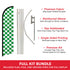 Green & White Checkered Windless Banner Flag & Pole Kit