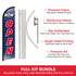 Now Open (Blue & White) Windless Banner Flag & Pole Kit