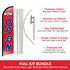 Now Open (Red & White) Windless Banner Flag & Pole Kit