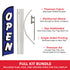 Open (Blue & White) Windless Banner Flag & Pole Kit