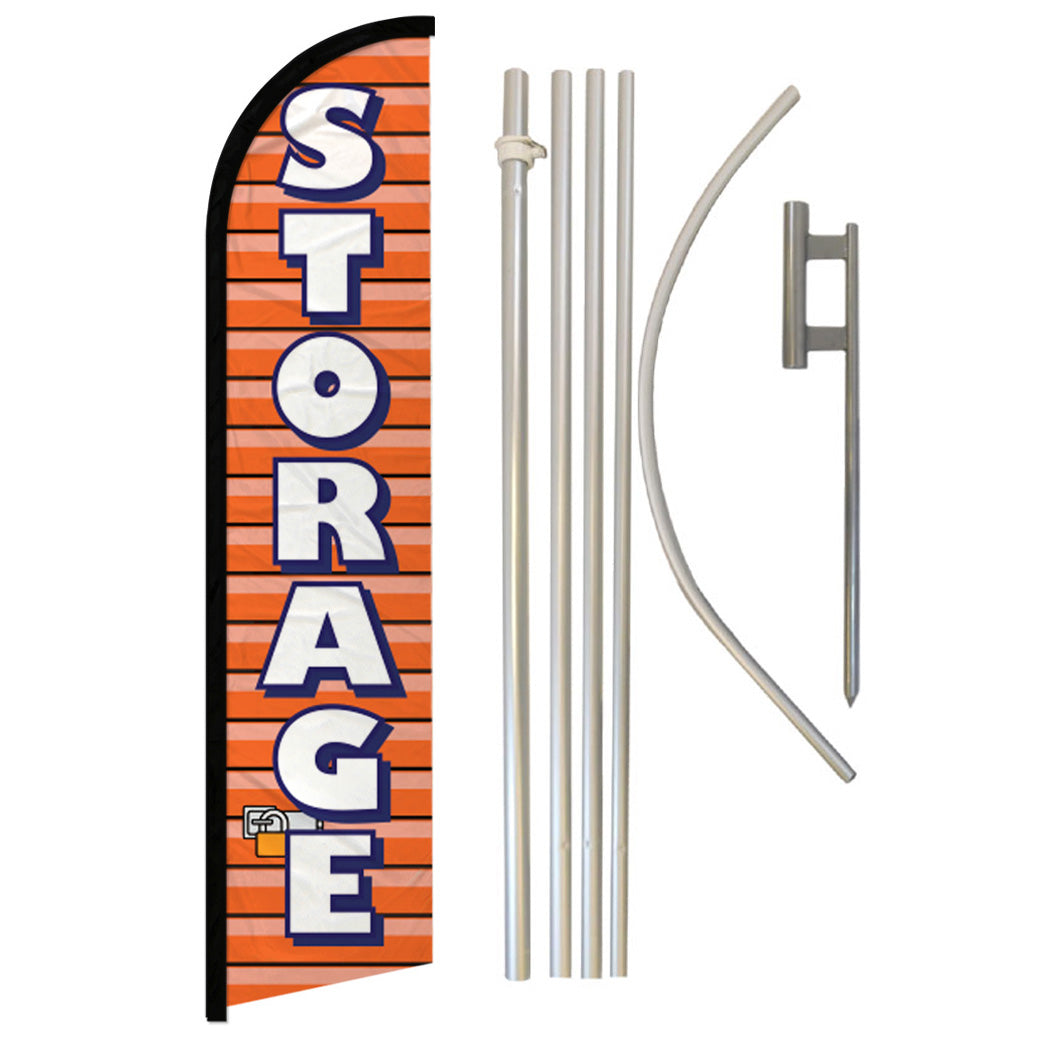 Storage (Orange) Windless Banner Flag & Pole Kit