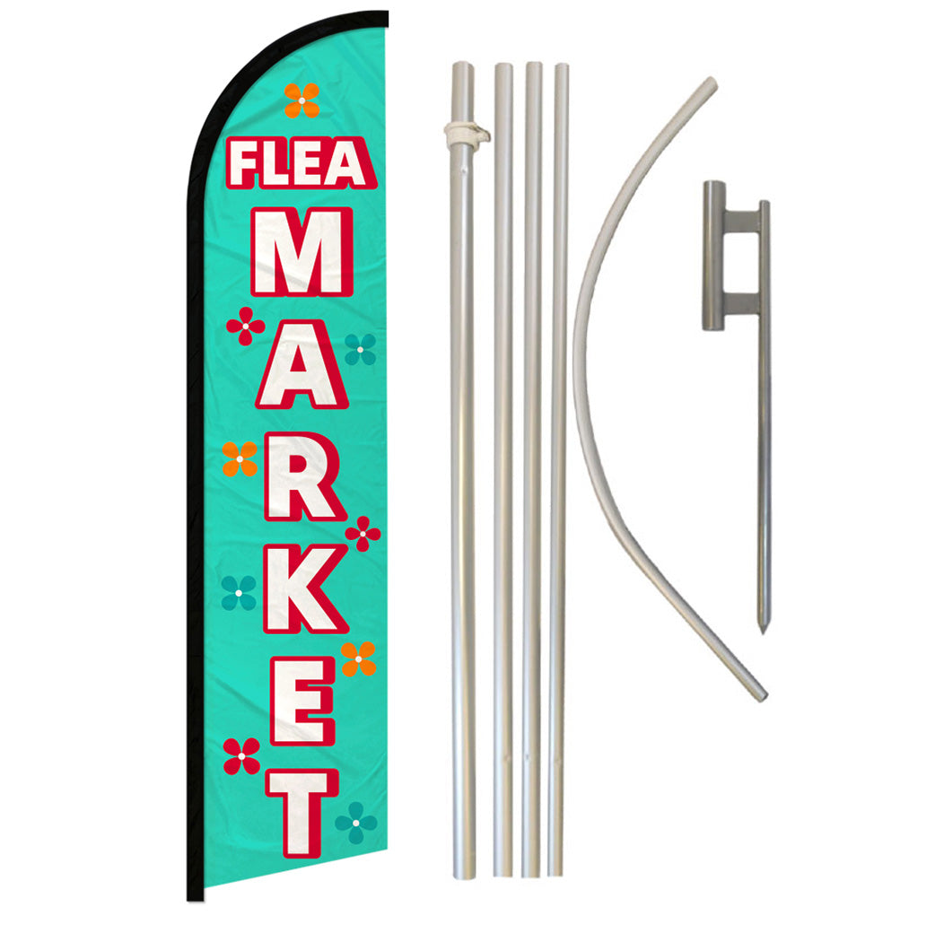 Flea Market (Flowers) Windless Banner Flag & Pole Kit