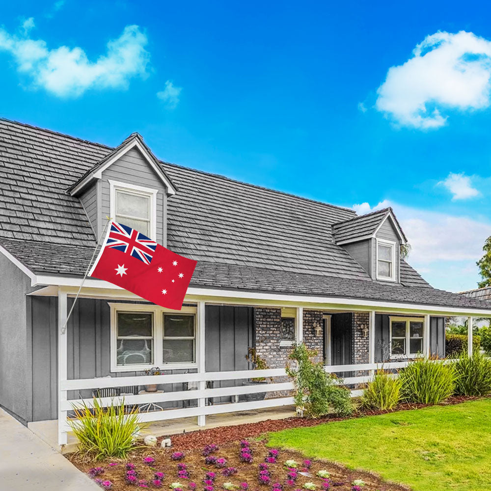 Australia Ensign  Printed Polyester Flag 3ft by 5ft on 6ft Pole mounted outside House