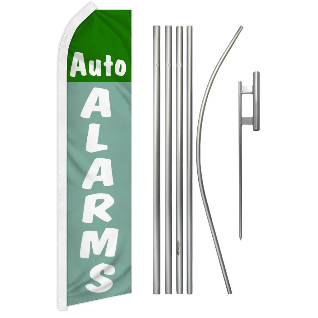 Auto Alarms (Green) Super Flag & Pole Kit - Flags Importer