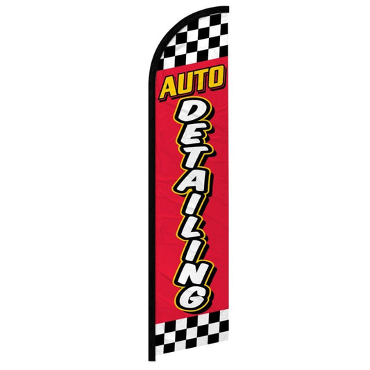 Auto Detailing Red Checkered Windless Banner Flag | Flags Importer | 11 ...