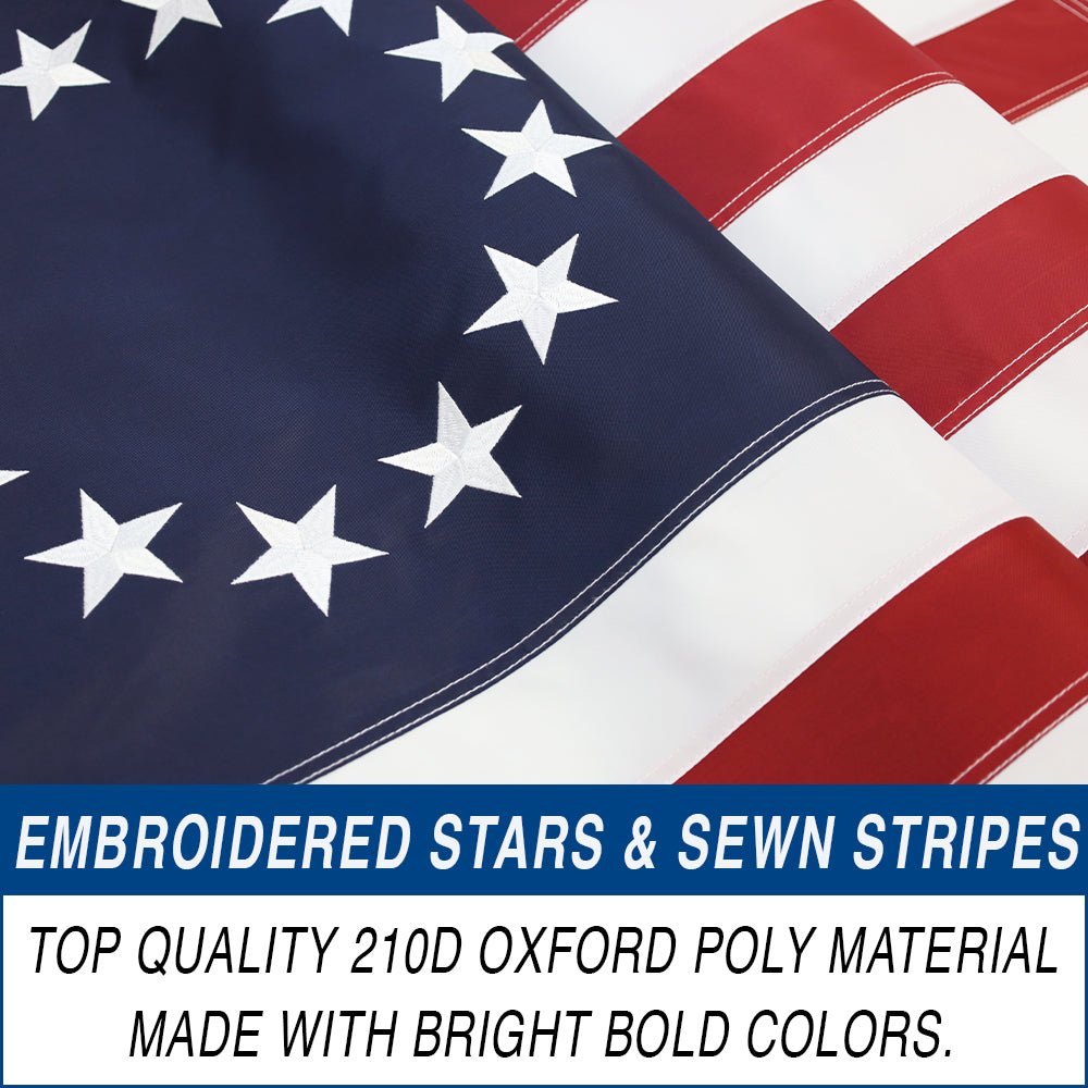 Betsy Ross Embroidered Flag 3x5ft - Flags Importer