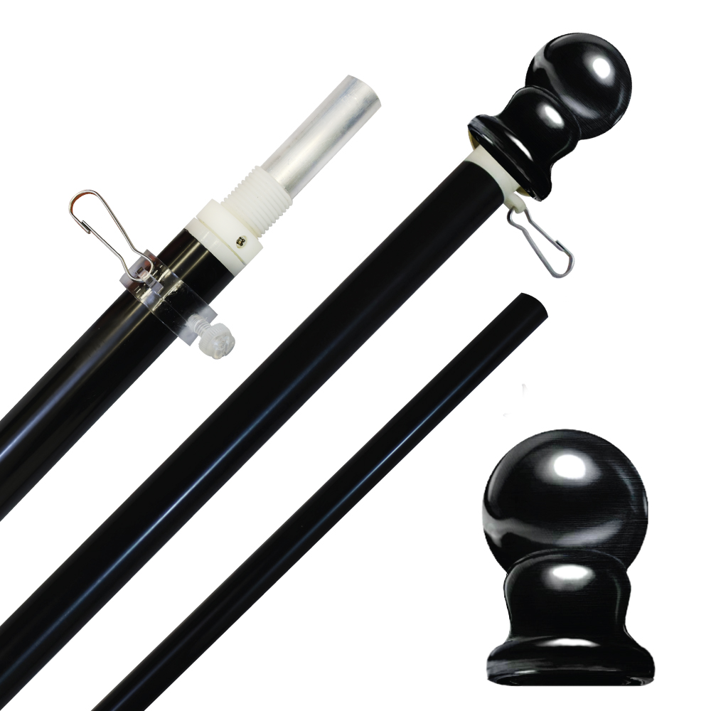 6ft Spinning Stabilizer Flag Pole (Black Pole & Black Topper)