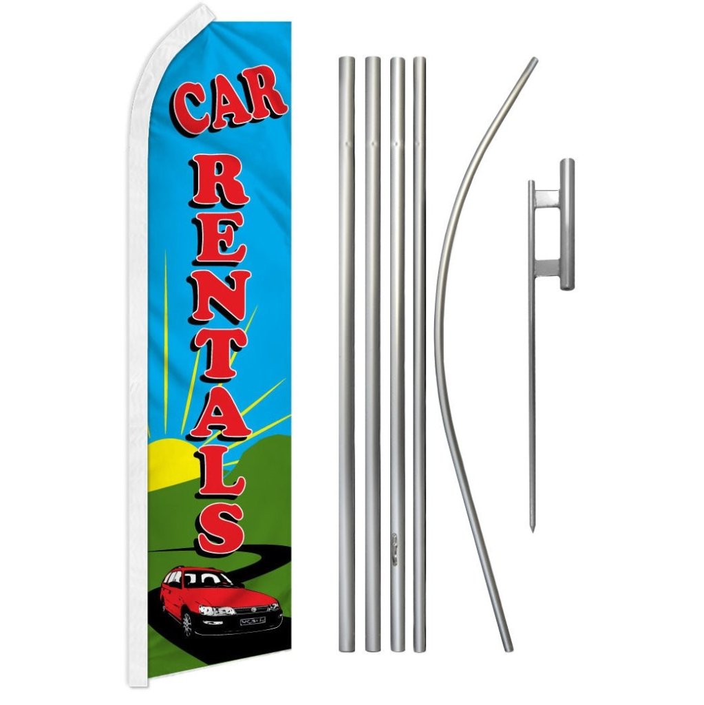 Car Rentals Super Flag & Pole Kit - Flags Importer