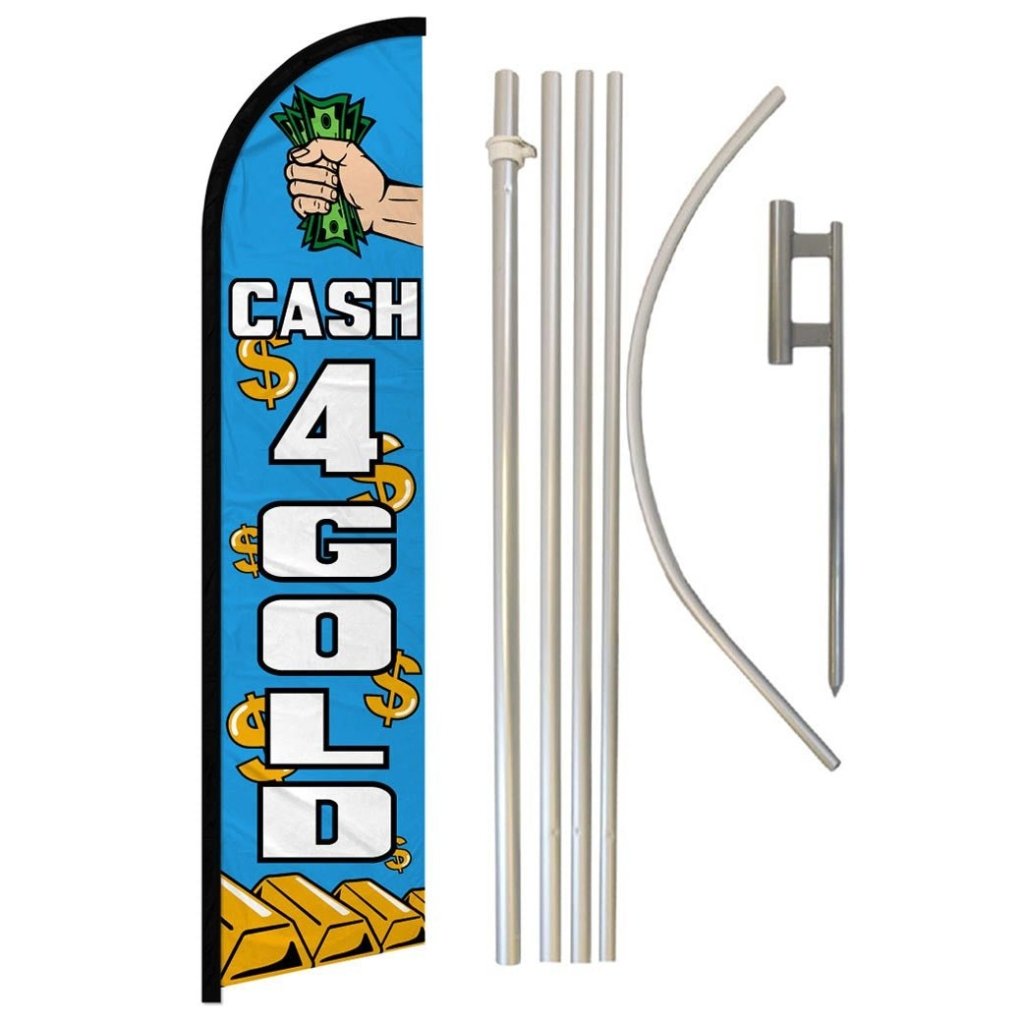 Cash 4 Gold Windless Banner Flag & Pole Kit - Flags Importer