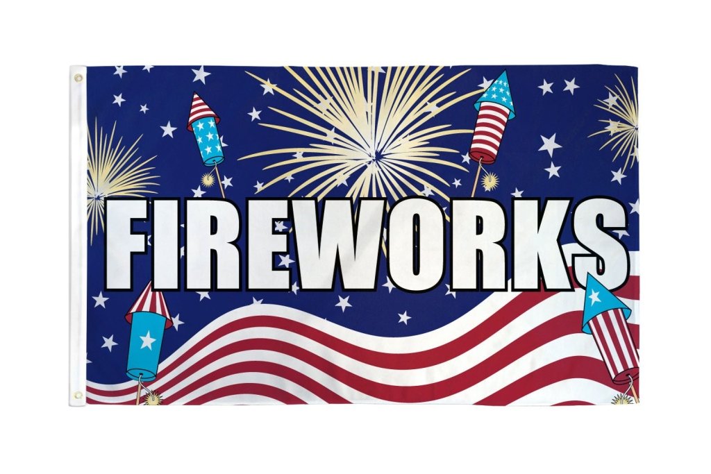 Fireworks (USA) Flag 3x5ft Poly - Flags Importer