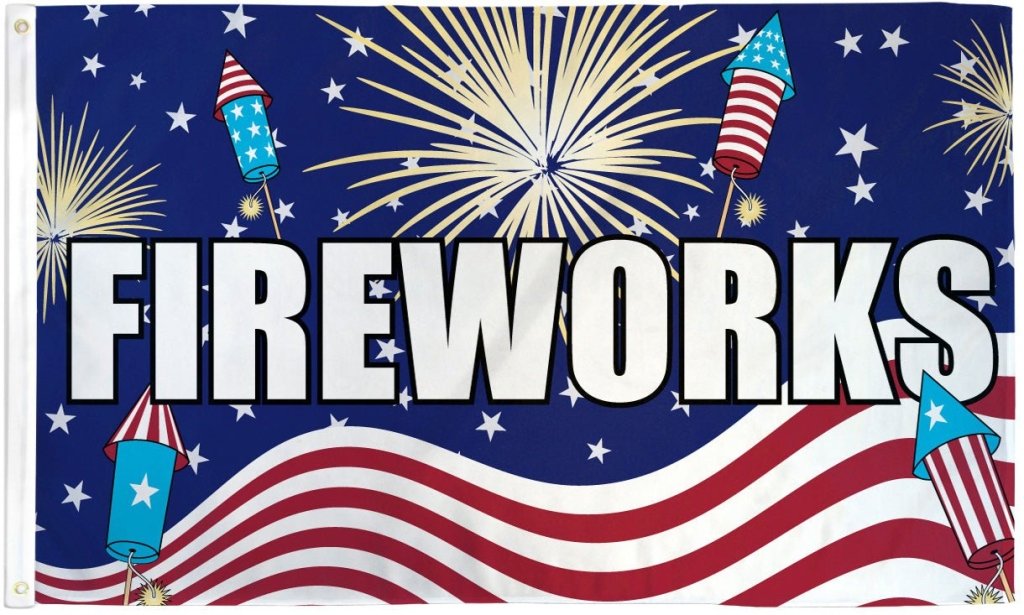 Fireworks (USA) Flag 3x5ft Poly - Flags Importer
