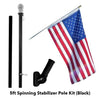 5ft Spinning Stabilizer Flag Pole & Adjustable Bracket Kit (Black)