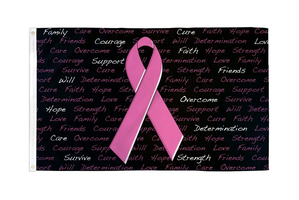 Pink Ribbon (Inscriptions) Flag 3x5ft Poly - Flags Importer