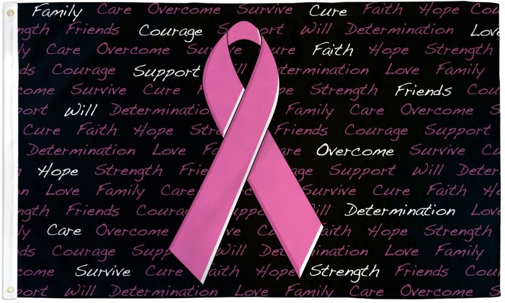 Pink Ribbon (Inscriptions) Flag 3x5ft Poly - Flags Importer