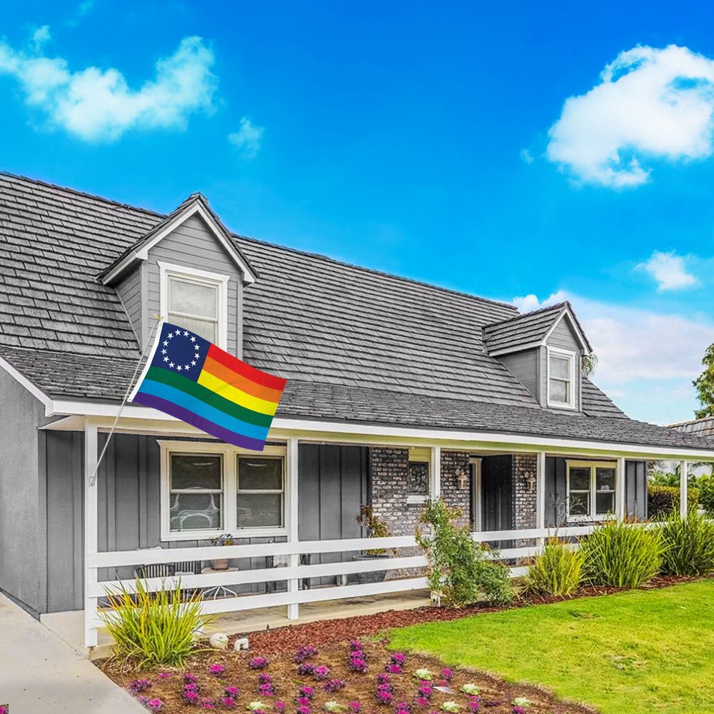 Rainbow Betsy Ross Flag 3x5ft Poly - Flags Importer