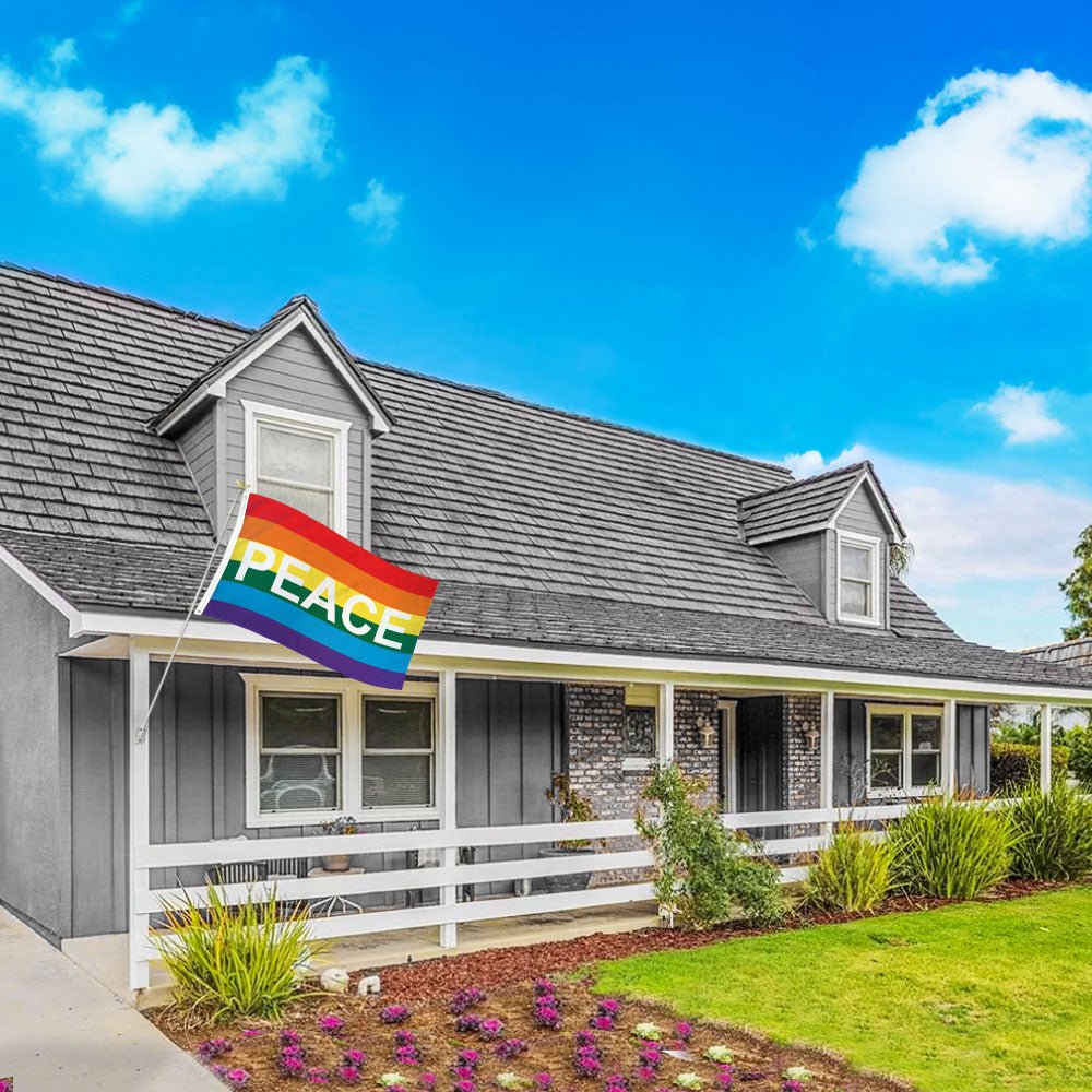 Rainbow Peace Letters Flag 3x5ft Poly - Flags Importer