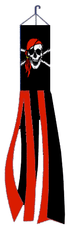 Red Bandana Jolly Roger Super Shiny Poly 5ft Windsock - Flags Importer