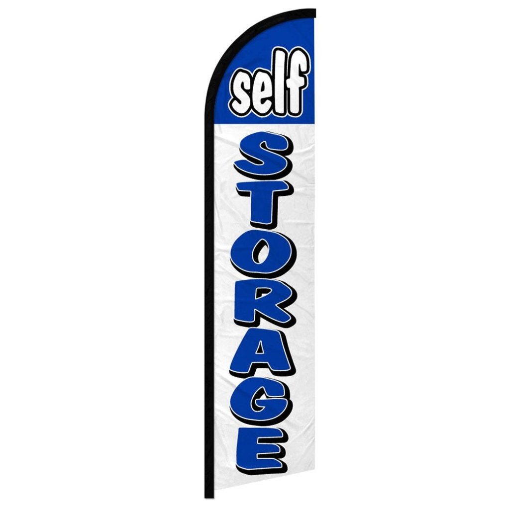 Self Storage (Blue & White) Windless Banner Flag - Flags Importer