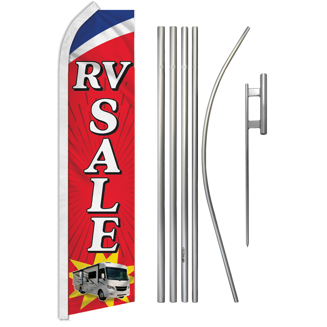 RV Sale (Red) Super Flag & Pole Kit