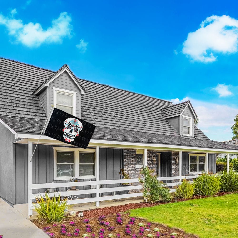 Sugar Skull Flag 3x5ft Poly - Flags Importer