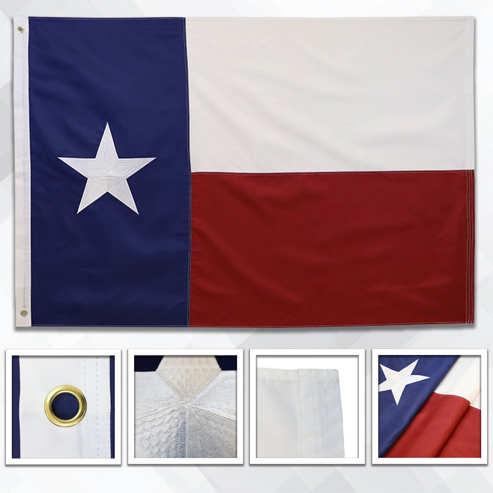 Texas Custom Flags Texas Embroidered Flag 4x6ft | Flags Importer | Durable Stitched Flag