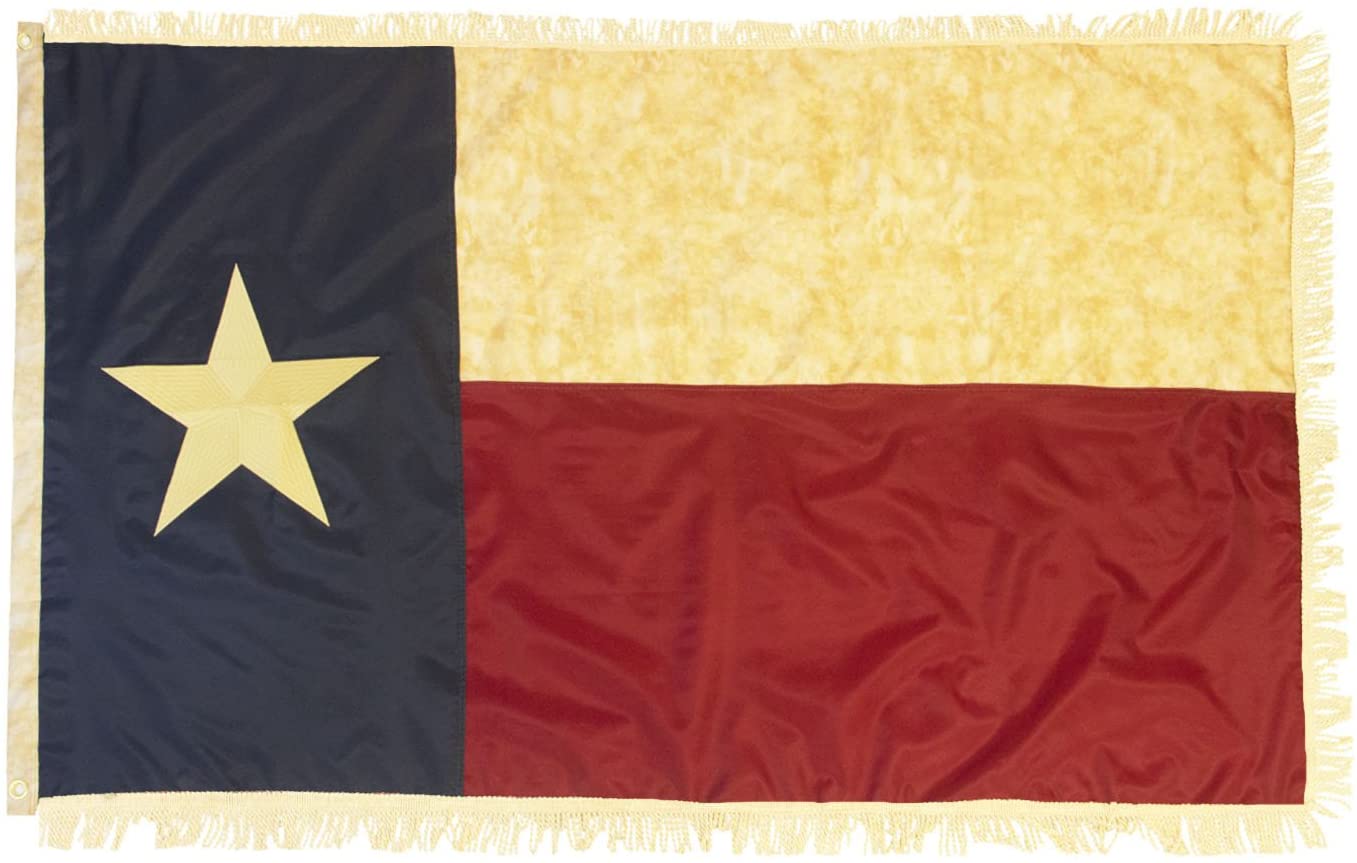 Texas Vintage Embroidered with Fringe Oxford Poly 3x5ft