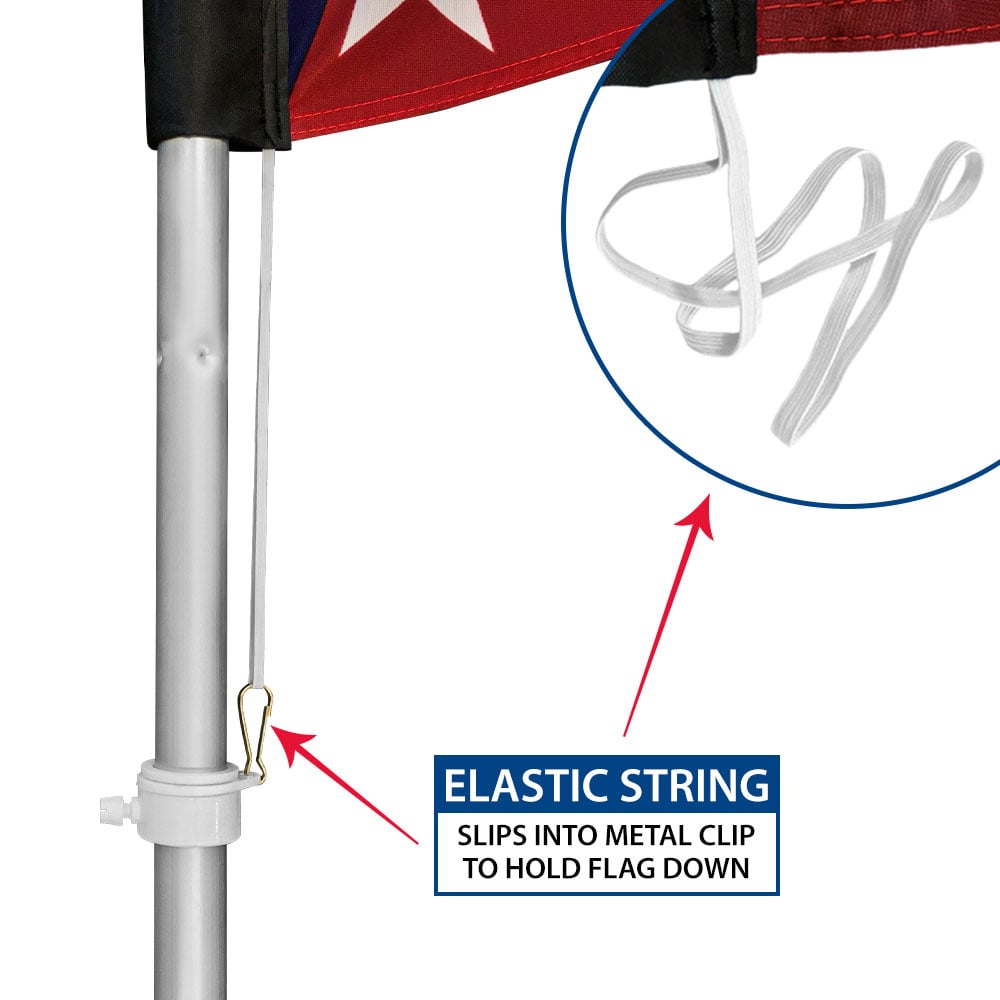 Example of elastic strap to attached to flag pole clip